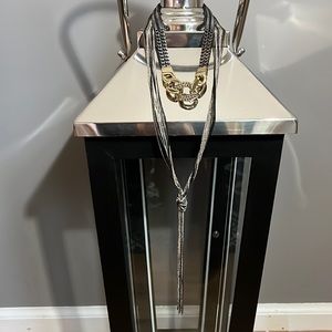 NWT grey tone chain necklace AND Black/Gold chain choker. Beautiful ❣️